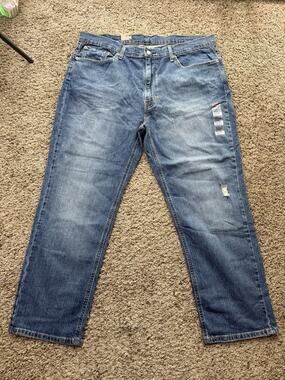 NEW Levis 541 Athletic Taper Distressed Medium Blue Stretch Denim Jeans 40x30
